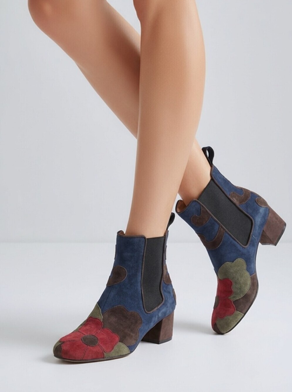 Maliparmi Leather ankle boots Multicolored Suede Gorgeous! Sz 37/6.5